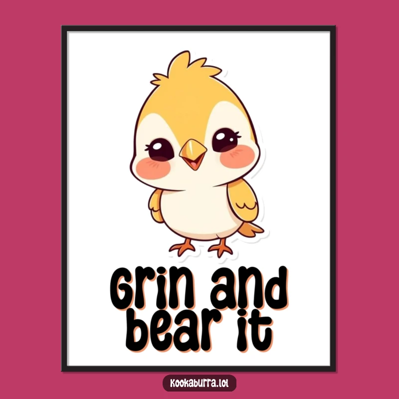 Funny Bird Poster: Cute Silly Grin Wall Art, Whimsical Cartoon Decor Gift