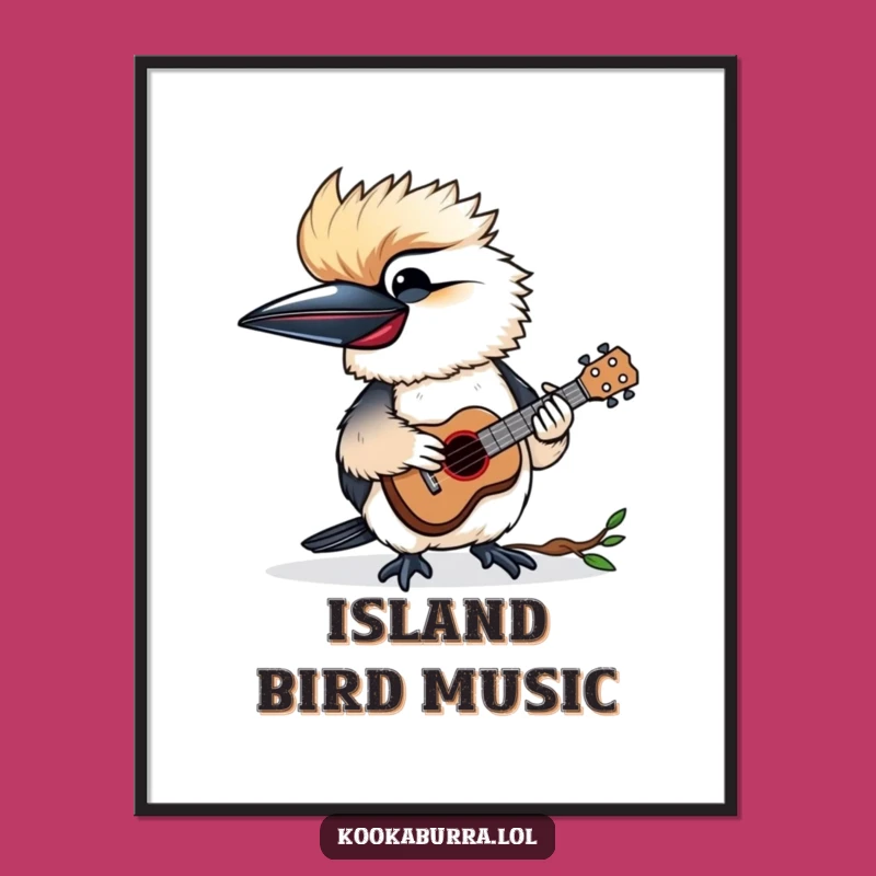 Funny Kookaburra Ukulele Poster - Whimsical Music Art Gift!