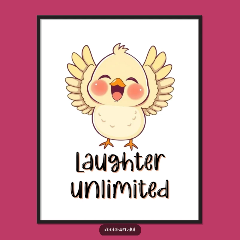 Funny Bird Poster: Chubby Laugh Wings Out Wall Art, Cheerful Decor Gift