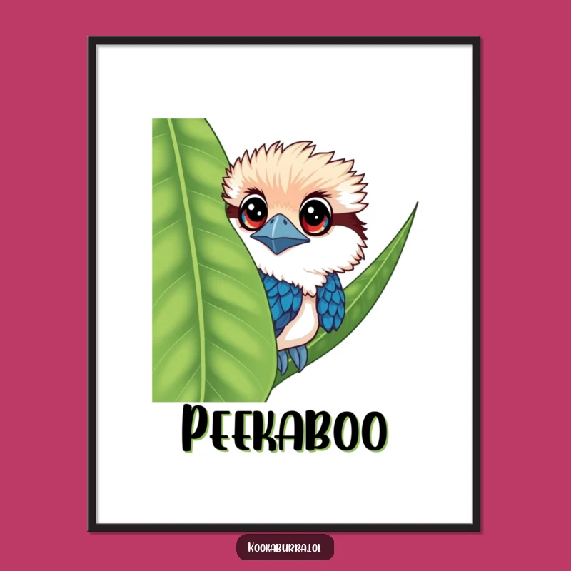 Funny Kookaburra Peeking Poster: Intriguing Wall Art with Big-Eyed Charm