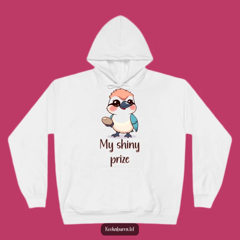 Cozy Funny Kookaburra Pebble Hoodie: Warm Up with a Bird's Shiny Offering!