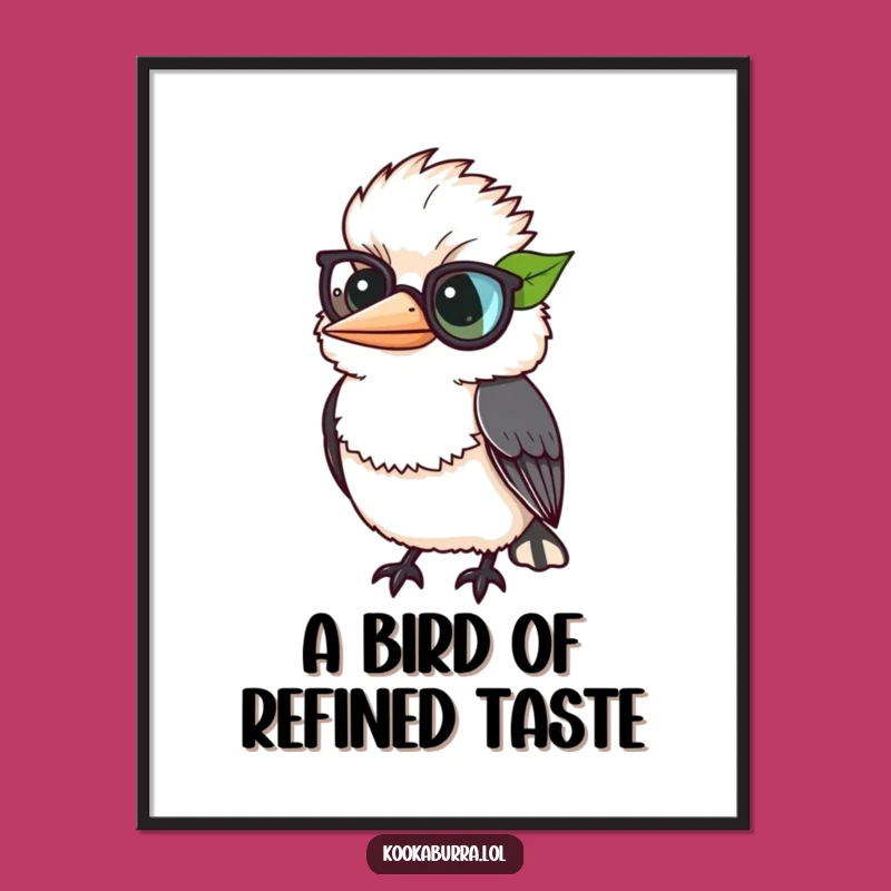 Funny Free Printable Wall Art: Kookaburra with Leaf Monocle