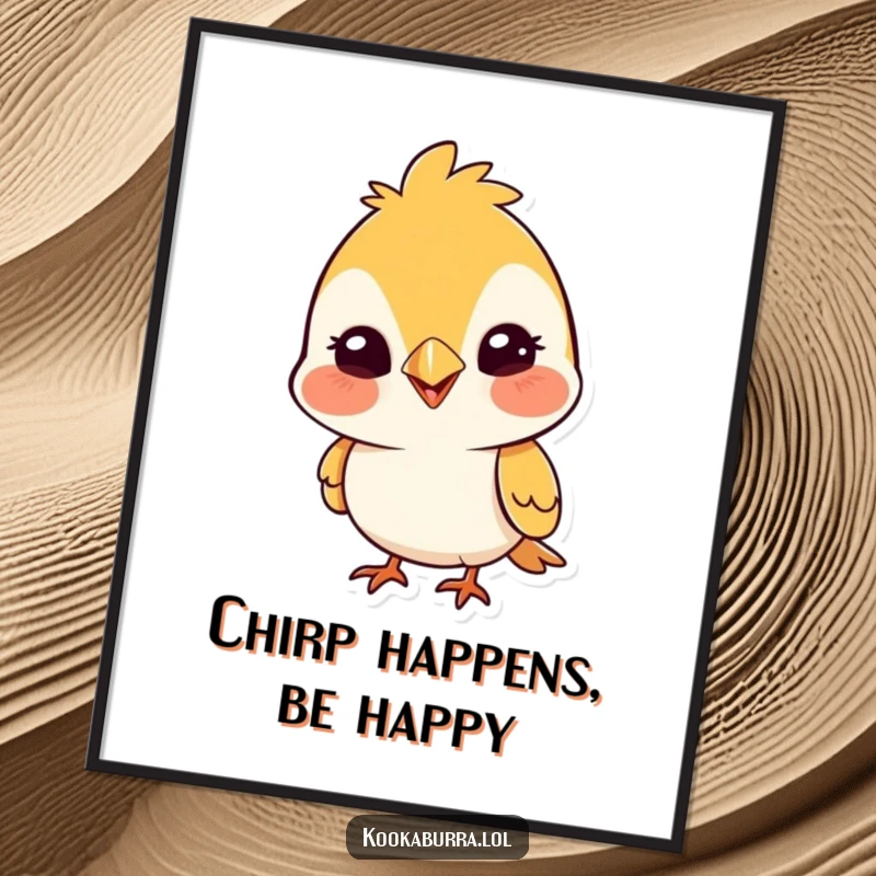 Funny Free Printable Wall Art featuring a cute bird tipping its head with a wide, silly grin, bringing quirky charm to any wall.