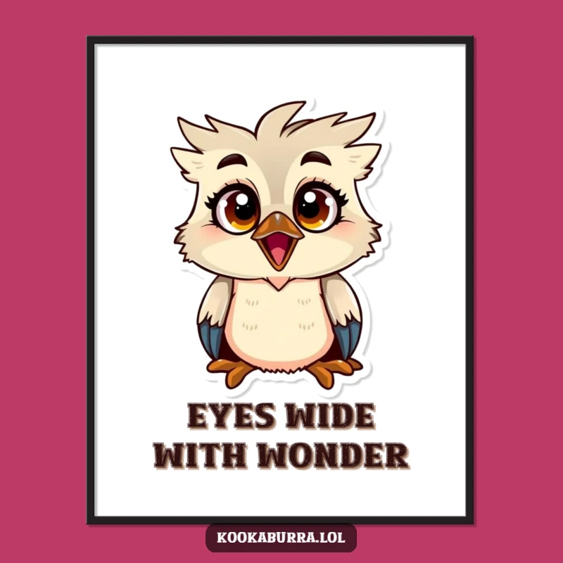 Funny Free Printable Wall Art: Surprised Kookaburra, Downloadable Whimsical Decor