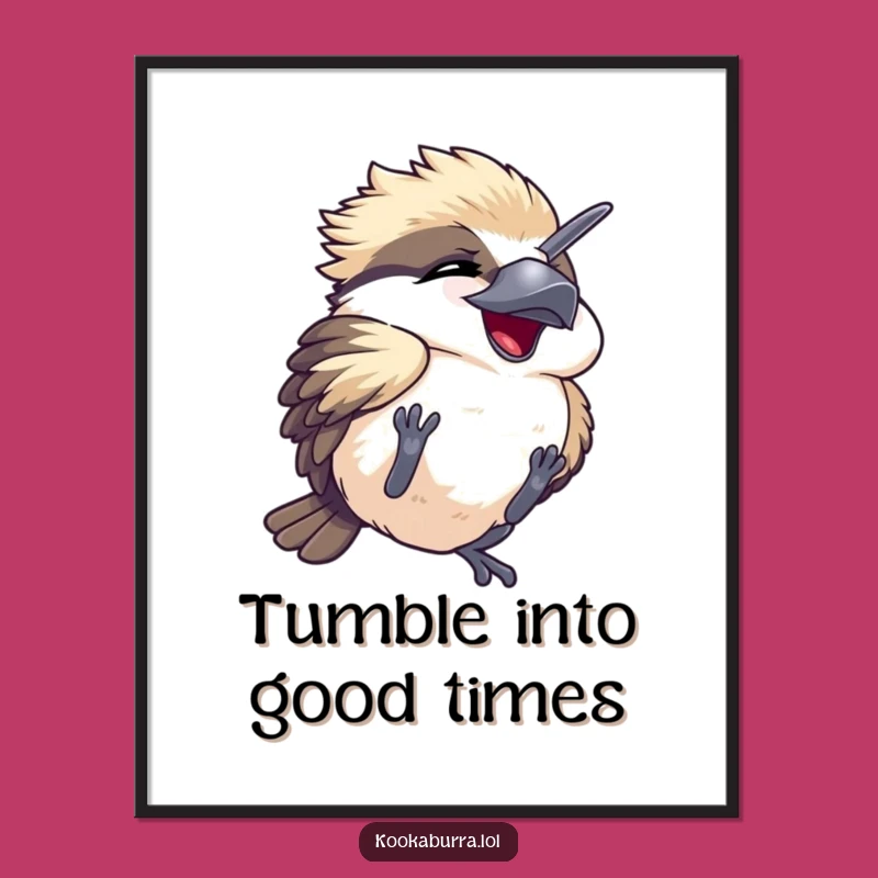 Free Printable Kawaii Kookaburra Wall Art: Hilarious Tumbling Bird Laughs, Instant Funny Decor Download