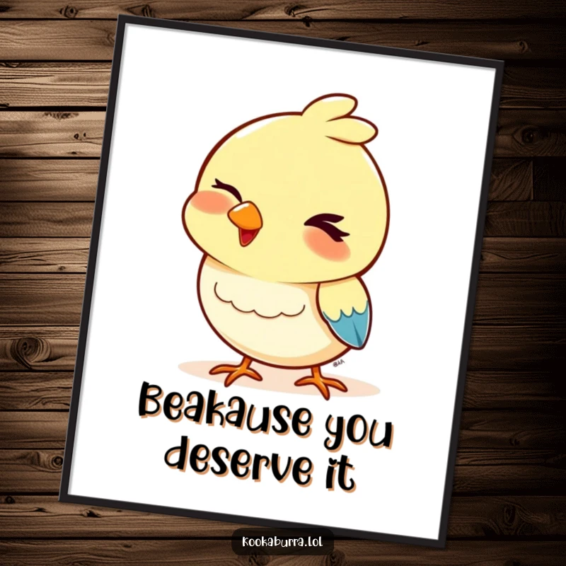 Funny Free Printable Wall Art showcasing a bird with a playful wink and a bobbing head, adding quirky charm to any room.