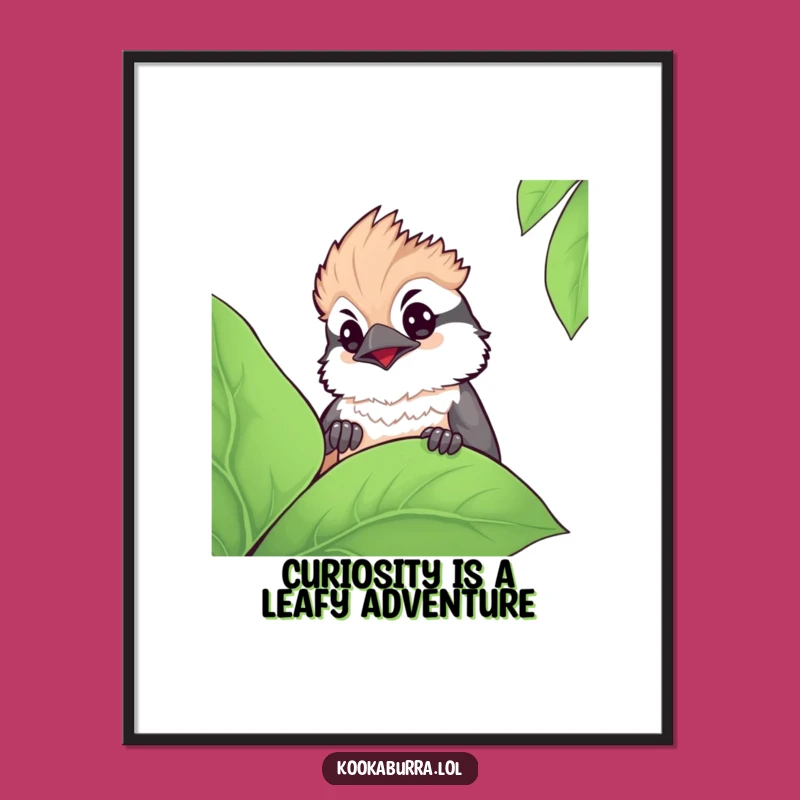 Funny Free Printable Wall Art: Kawaii Kookaburra Peek, Downloadable Cute Decor