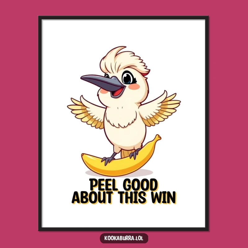 Funny Free Printable Wall Art: Kookaburra's Banana Peel Save - Absurd Downloadable Decor