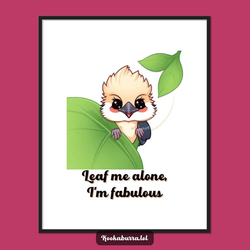 Funny Free Printable Wall Art: Peekaboo Kookaburra Leaf - Downloadable Art For Your Home