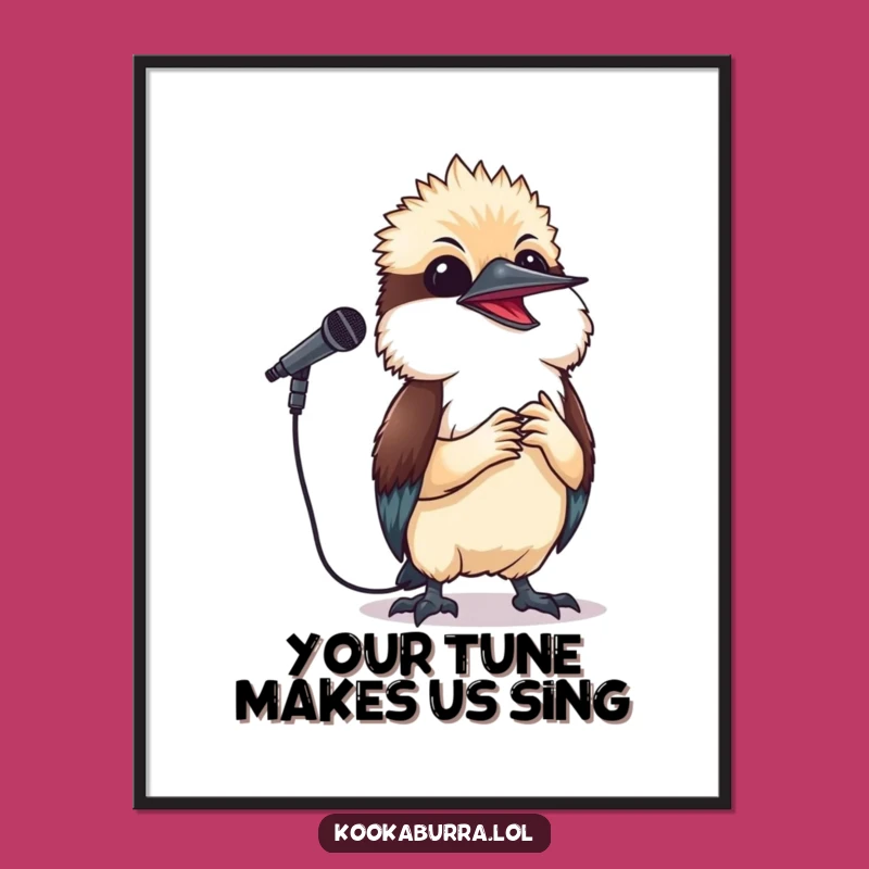 Funny Free Printable Wall Art: Singing Kookaburra, Downloadable Musical Decor