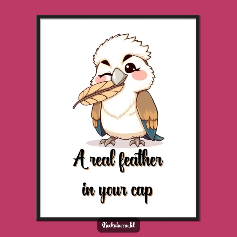 Funny Kookaburra Art: Winking Kawaii Bird Free Printable Wall Decor