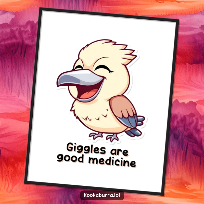 Funny Free Printable Wall Art: A kookaburra thrown back its head, beak wide open in a fit of uncontrollable, infectious laughter.