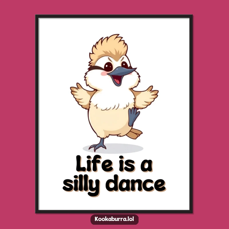 Funny Kookaburra Art: Dancing Kawaii Bird Free Printable Wall Decor