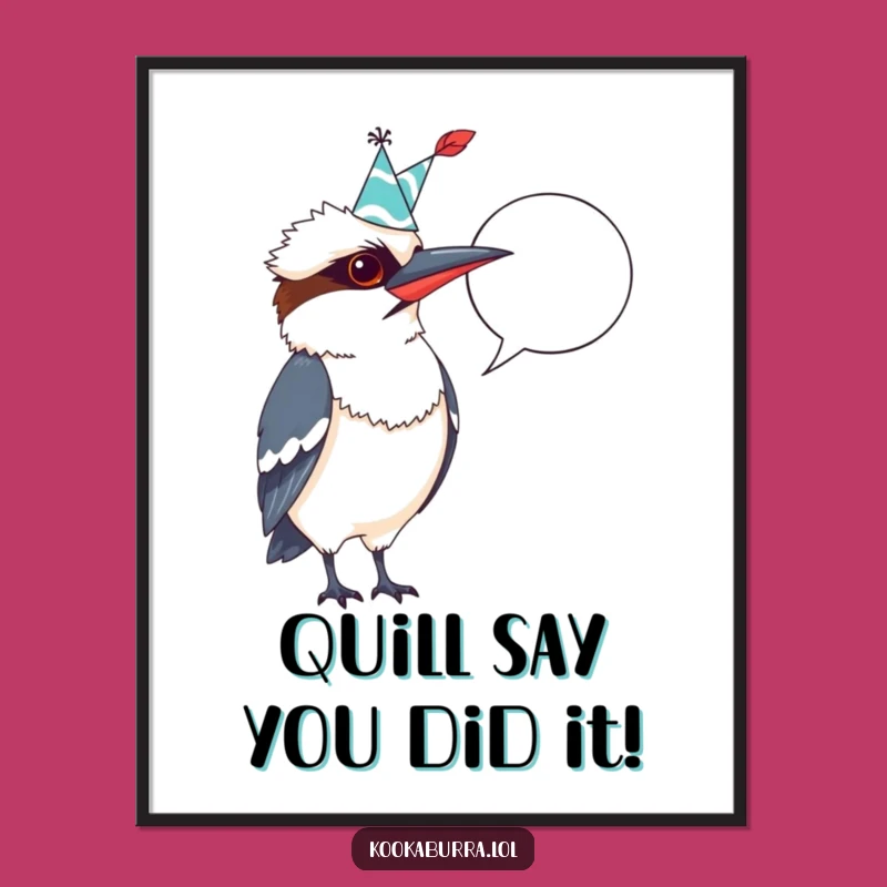 Funny Free Printable Wall Art: Kookaburra Dictating Jokes - Quirky Downloadable Home Decor
