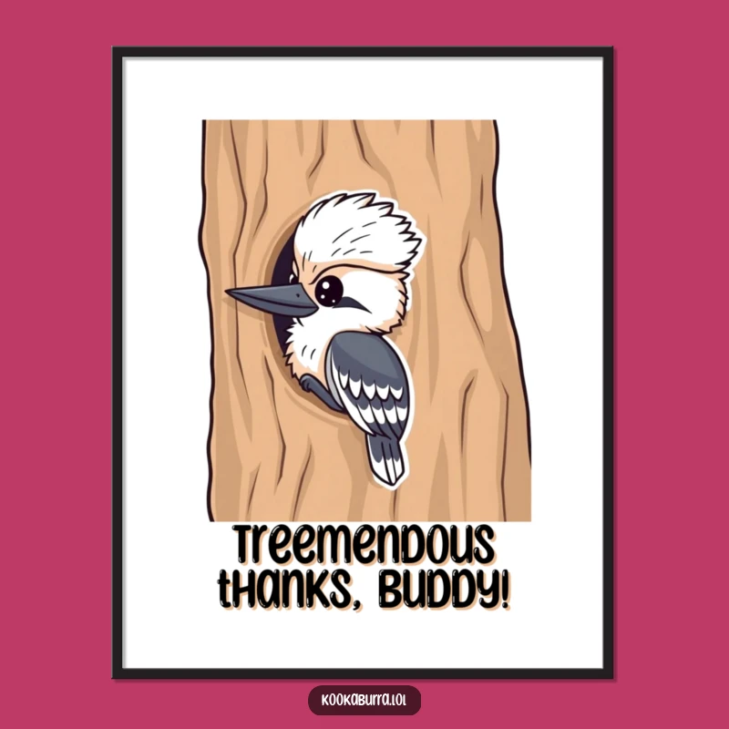 Free Printable Kookaburra Wall Art: Playful Peeking Bird, Funny Downloadable Decor Gift