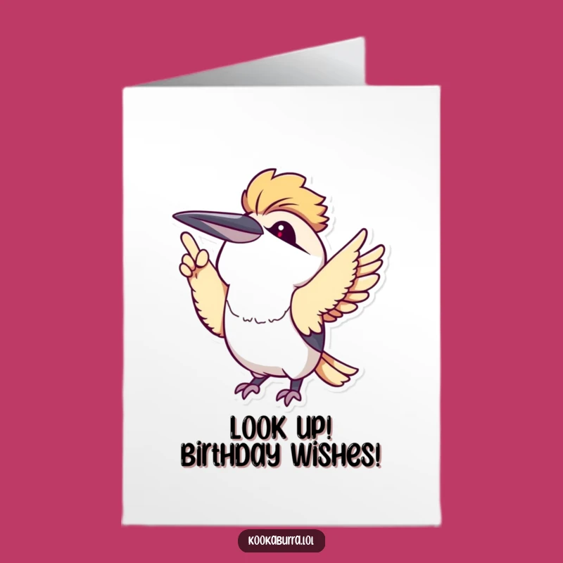Free Printable Kawaii Kookaburra Birthday Card: Point Up Fun Downloadable Gift
