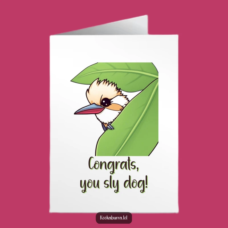 Congrats Free Printable Card: Mischievous Kookaburra Congrats with a Cheeky Wink Downloadable