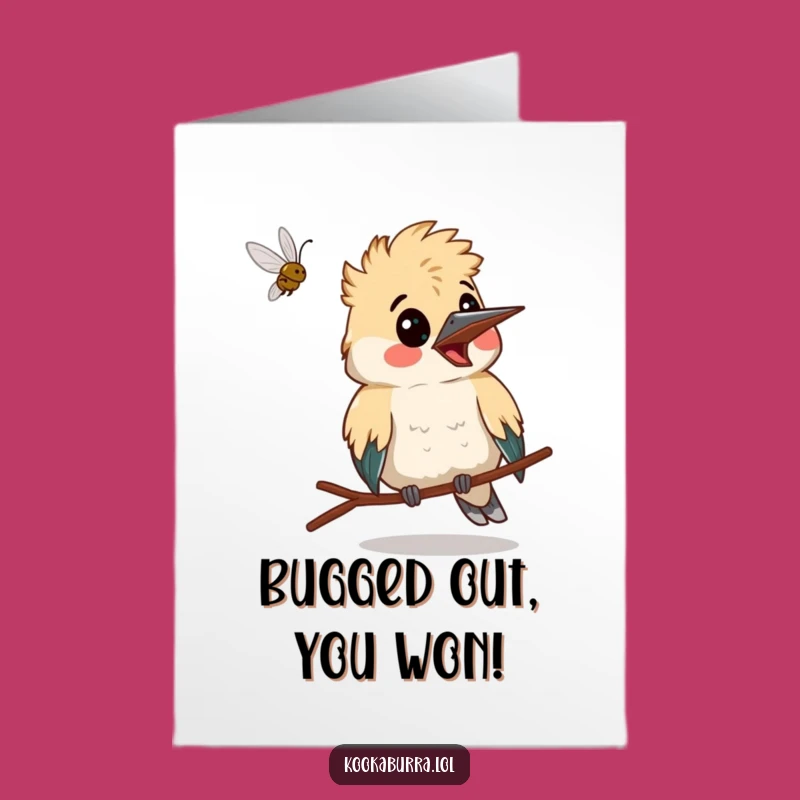 Free Printable Congrats Card: Surprised Kookaburra and Unexpected Bug