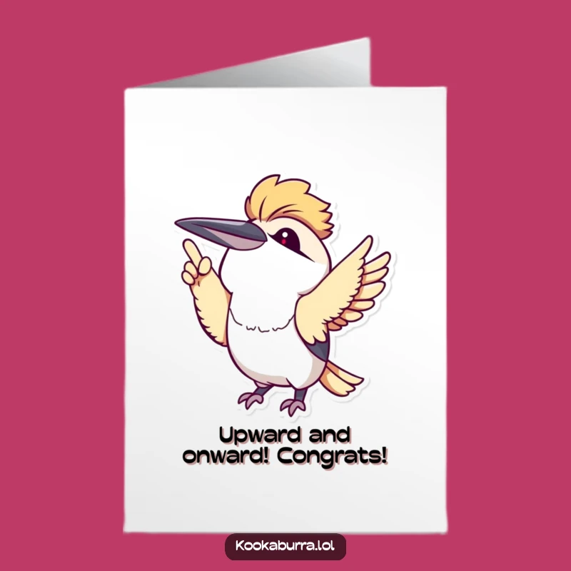 Free Printable Kawaii Kookaburra Congrats Card: Point Up Success Downloadable