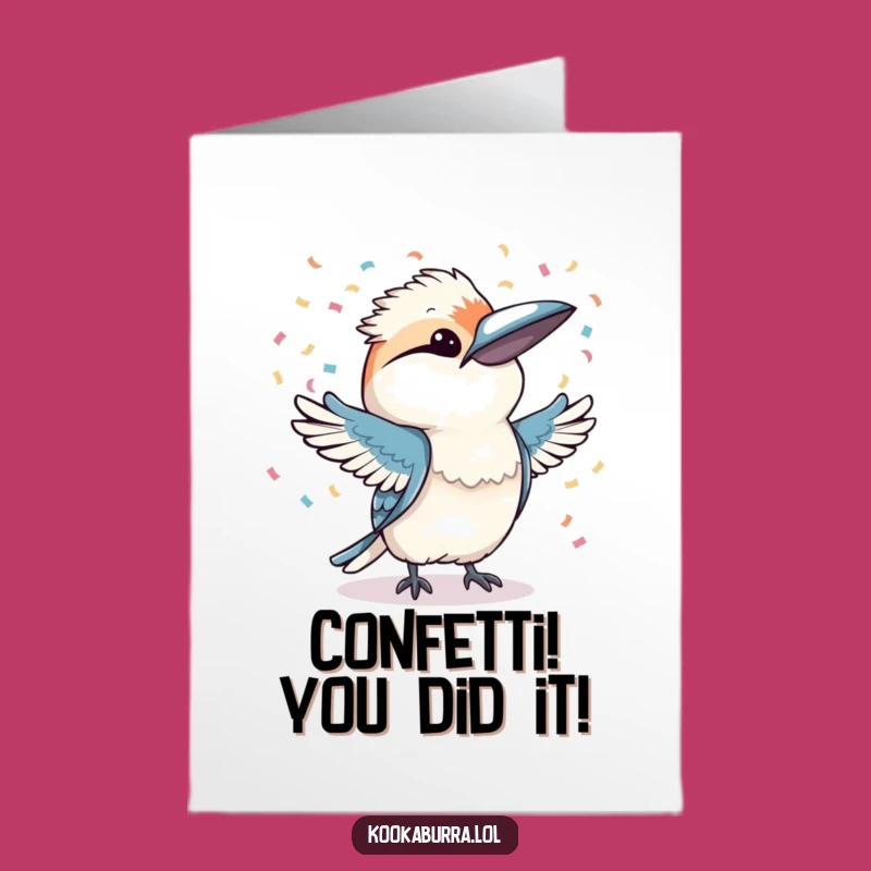 Free Printable Kookaburra Congrats Card: Confetti Celebration Downloadable