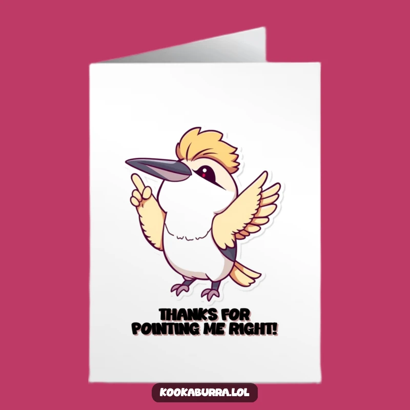 Free Printable Kawaii Kookaburra Thank You Card: Point Up Downloadable