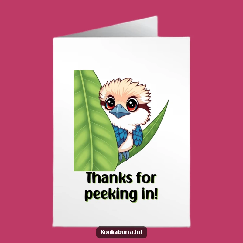 Free Printable Kookaburra Thank You Card: Shy Peek Funny Downloadable Gratitude