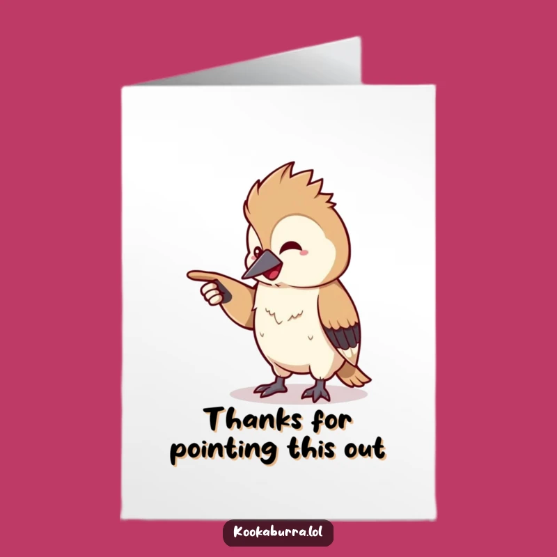 Free Printable Kookaburra Thank You Card: Chuckling Pointy Thanks Download