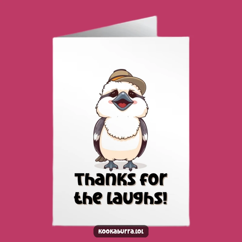 Thank You Free Printable Card: Laughing Kookaburra with Hat Sends Hilarious Gratitude Downloadable