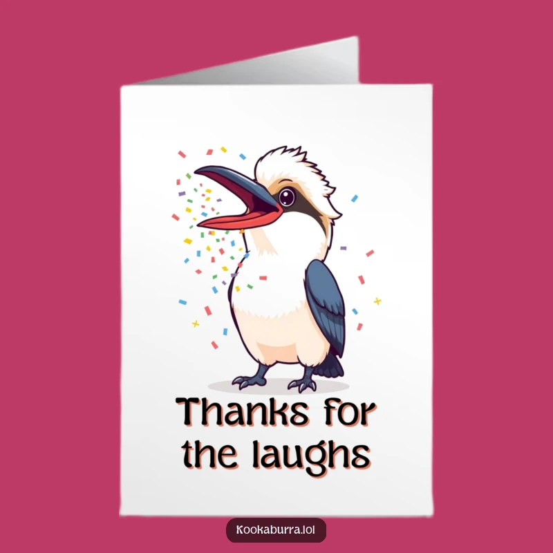 Free Printable Thank You Card: Kookaburra's Confetti Thanks, Funny Gratitude Downloadable Gift