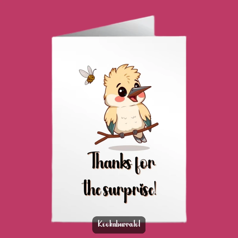 Free Printable Thank You Card: Surprised Kookaburra, Bug Flies By!