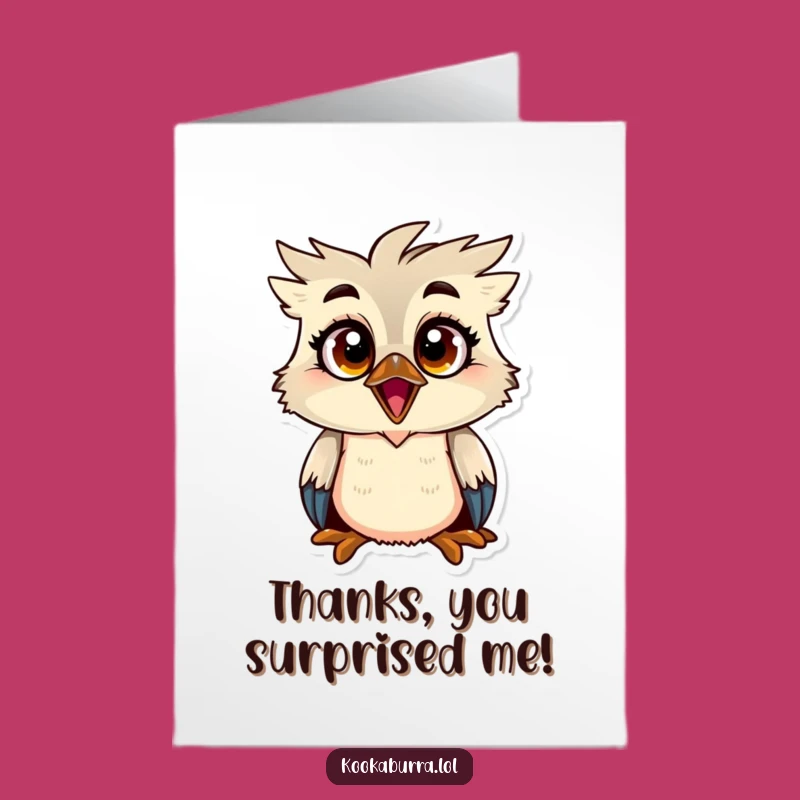 Free Printable Thank You Card: Surprised Kookaburra, Downloadable Astonished Gratitude