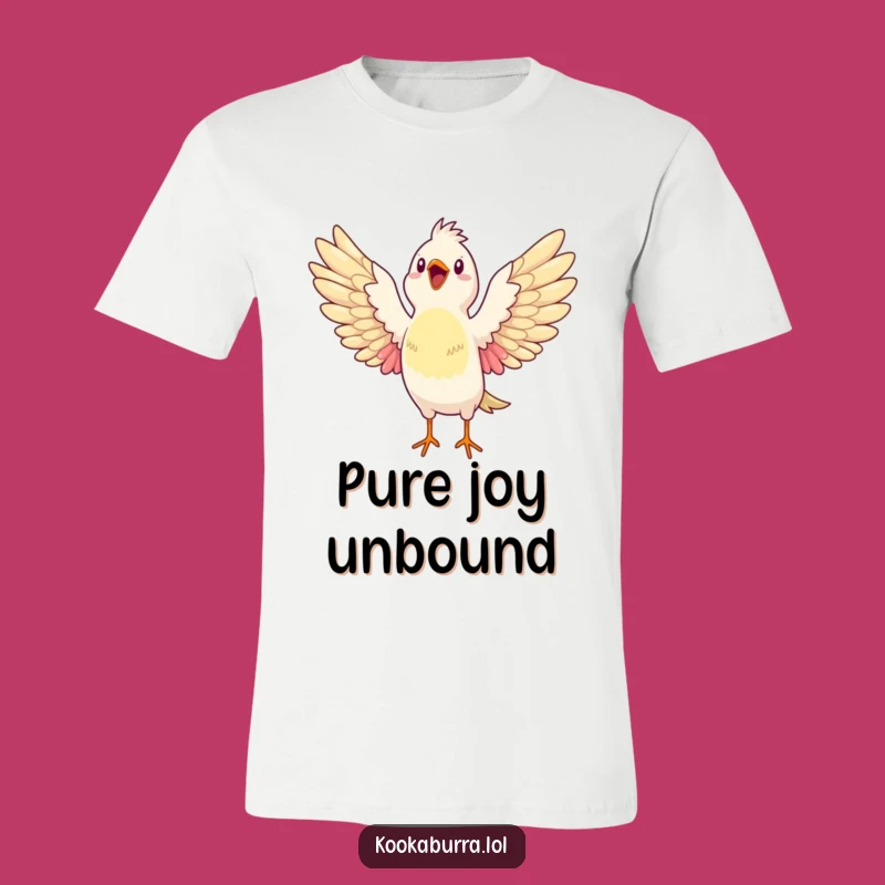 Funny Glee Bird T-Shirt: Wings Wide Open Cartoon Tee, Joyful Gift