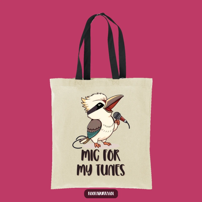Carry Your Tunes: Funny Kookaburra Microphone Tote Bag for Music Lovers