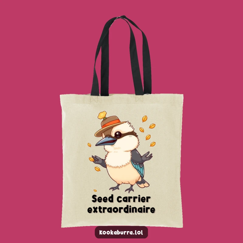 Funny Kookaburra Hat Juggling Seeds Tote Bag: Carry Your Laughs in Style